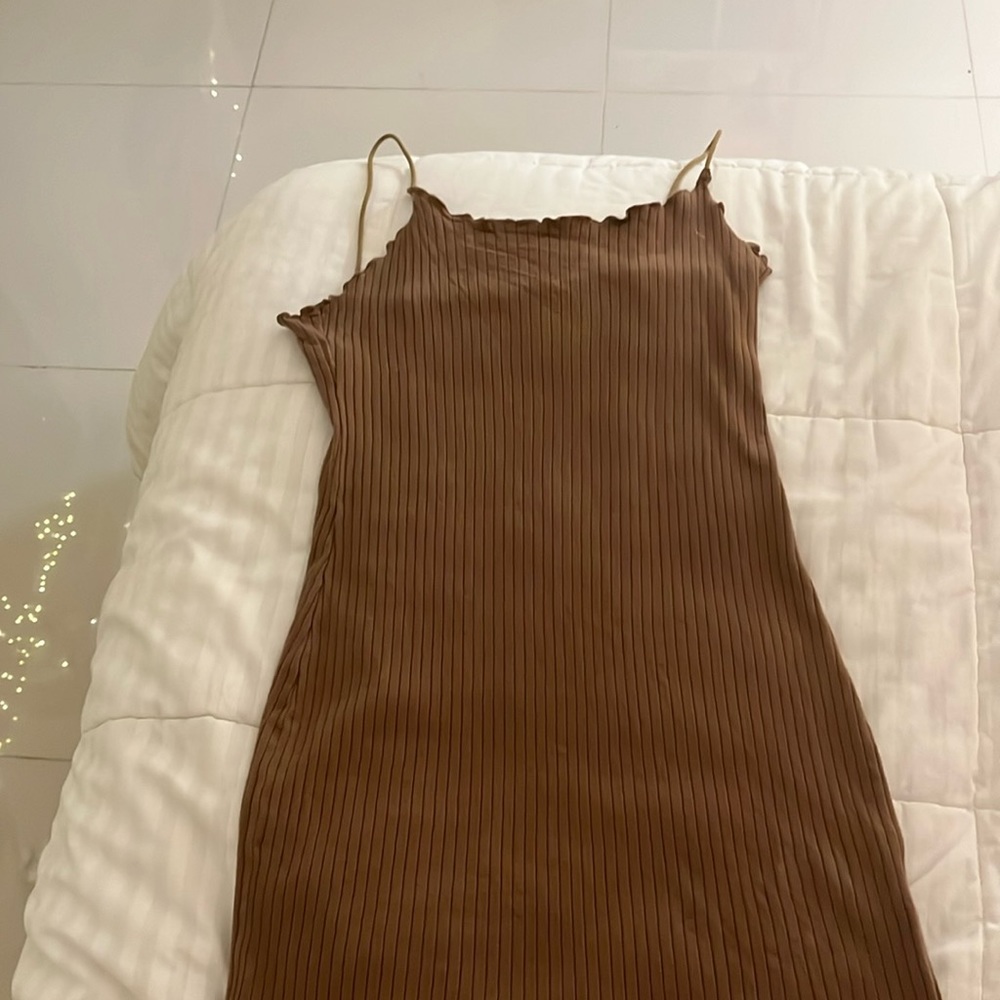 Brown skin tight strap dress